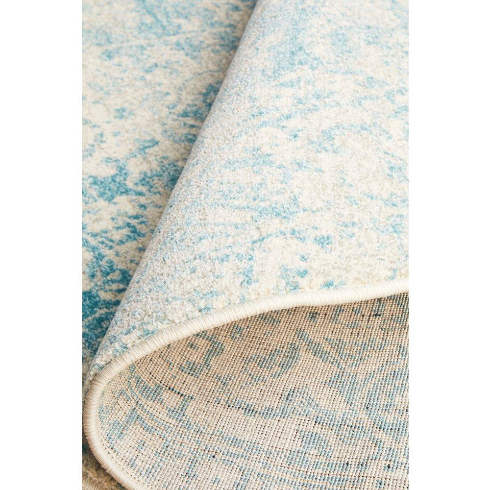 Kazan Transitional Beige Light Blue Round Designer Rug - Rugs Of Beauty - 9