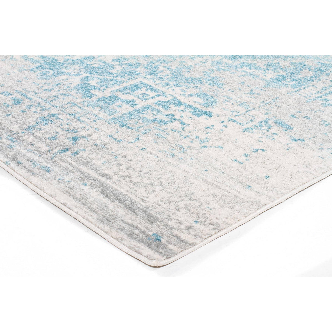 Kazan Transitional Beige Light Blue Designer Runner Rug - Rugs Of Beauty - 7