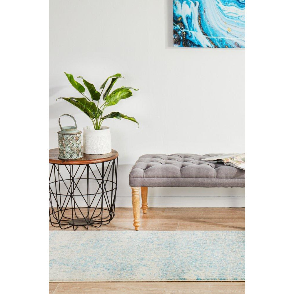 Kazan Transitional Beige Light Blue Designer Runner Rug - Rugs Of Beauty - 4