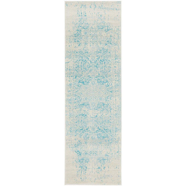 Kazan Transitional Beige Light Blue Designer Runner Rug - Rugs Of Beauty - 1