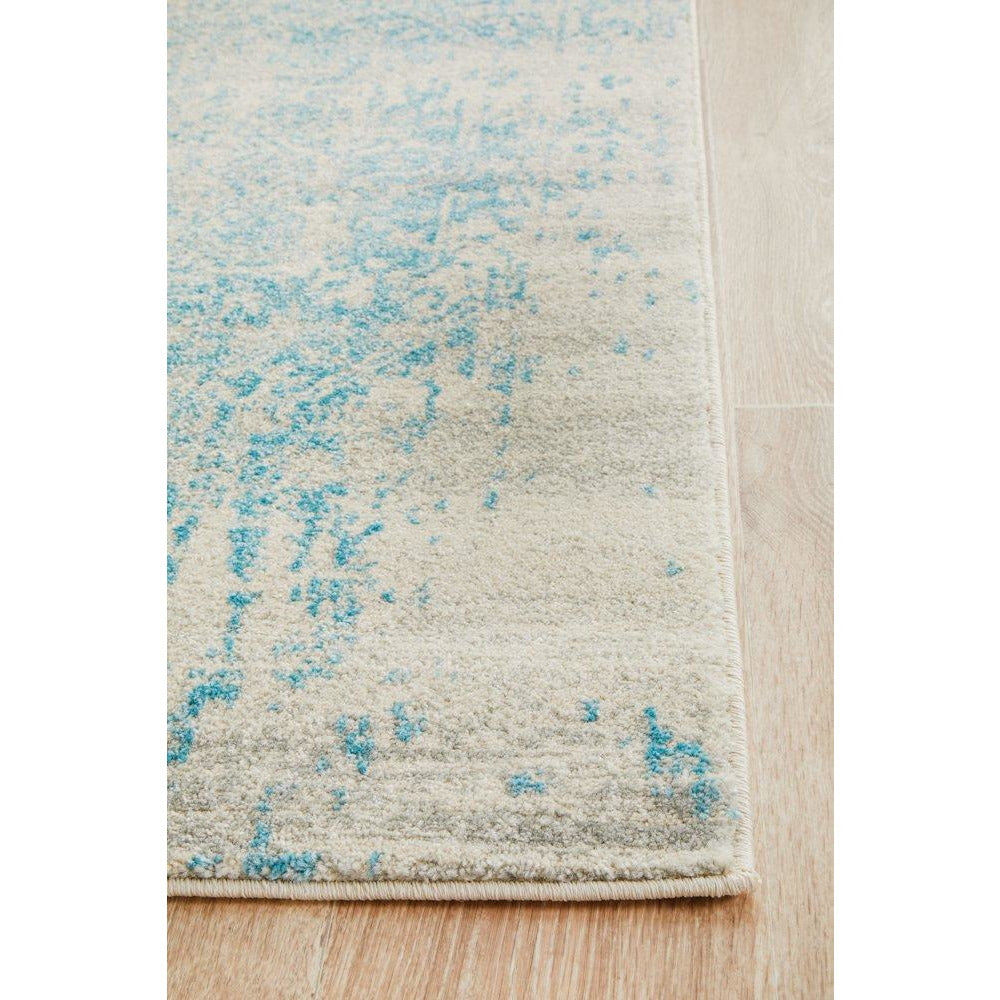 Kazan Transitional Beige Light Blue Designer Runner Rug - Rugs Of Beauty - 10