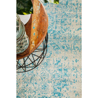 Kazan Transitional Beige Light Blue Designer Runner Rug - Rugs Of Beauty - 5