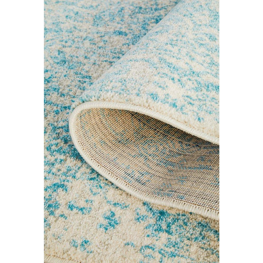 Kazan Transitional Beige Light Blue Designer Runner Rug - Rugs Of Beauty - 12