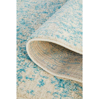 Kazan Transitional Beige Light Blue Designer Runner Rug - Rugs Of Beauty - 12