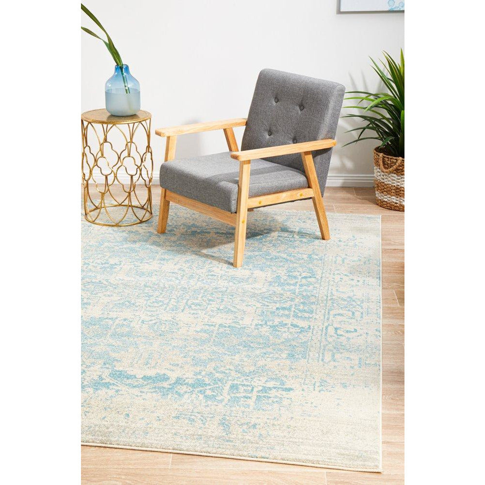 Kazan Transitional Beige Light Blue Designer Rug - Rugs Of Beauty - 3
