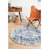 Slana Transitional White Navy Round Designer Rug - Rugs Of Beauty - 4