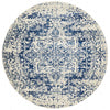 Slana Transitional White Navy Round Designer Rug - Rugs Of Beauty - 1