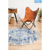Slana Transitional White Navy Round Designer Rug - Rugs Of Beauty - 3