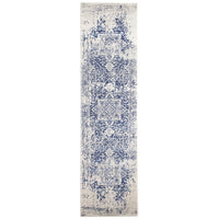 Slana Transitional White Navy Runner Designer Rug - Rugs Of Beauty - 1