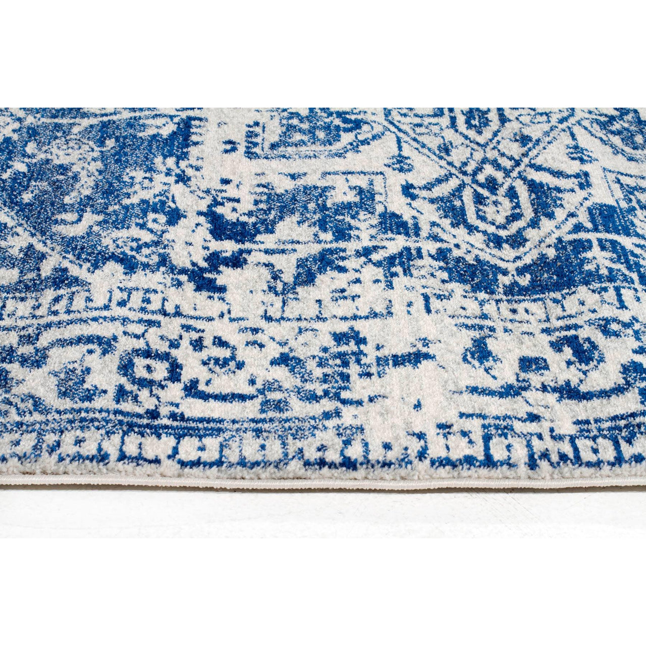 Slana Transitional White Navy Runner Designer Rug - Rugs Of Beauty - 3