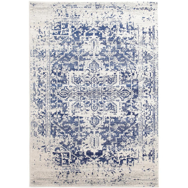 Slana Transitional White Navy Designer Rug - Rugs Of Beauty - 1