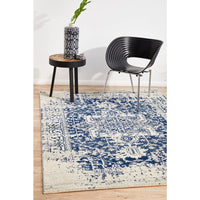 Slana Transitional White Navy Designer Rug - Rugs Of Beauty - 4