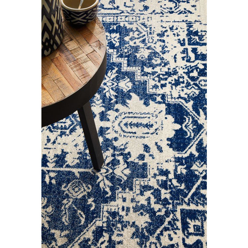 Slana Transitional White Navy Designer Rug - Rugs Of Beauty - 5