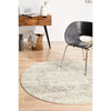 Cibola Transitional White Silver Round Designer Rug - Rugs Of Beauty - 2