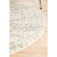 Cibola Transitional White Silver Round Designer Rug - Rugs Of Beauty - 8