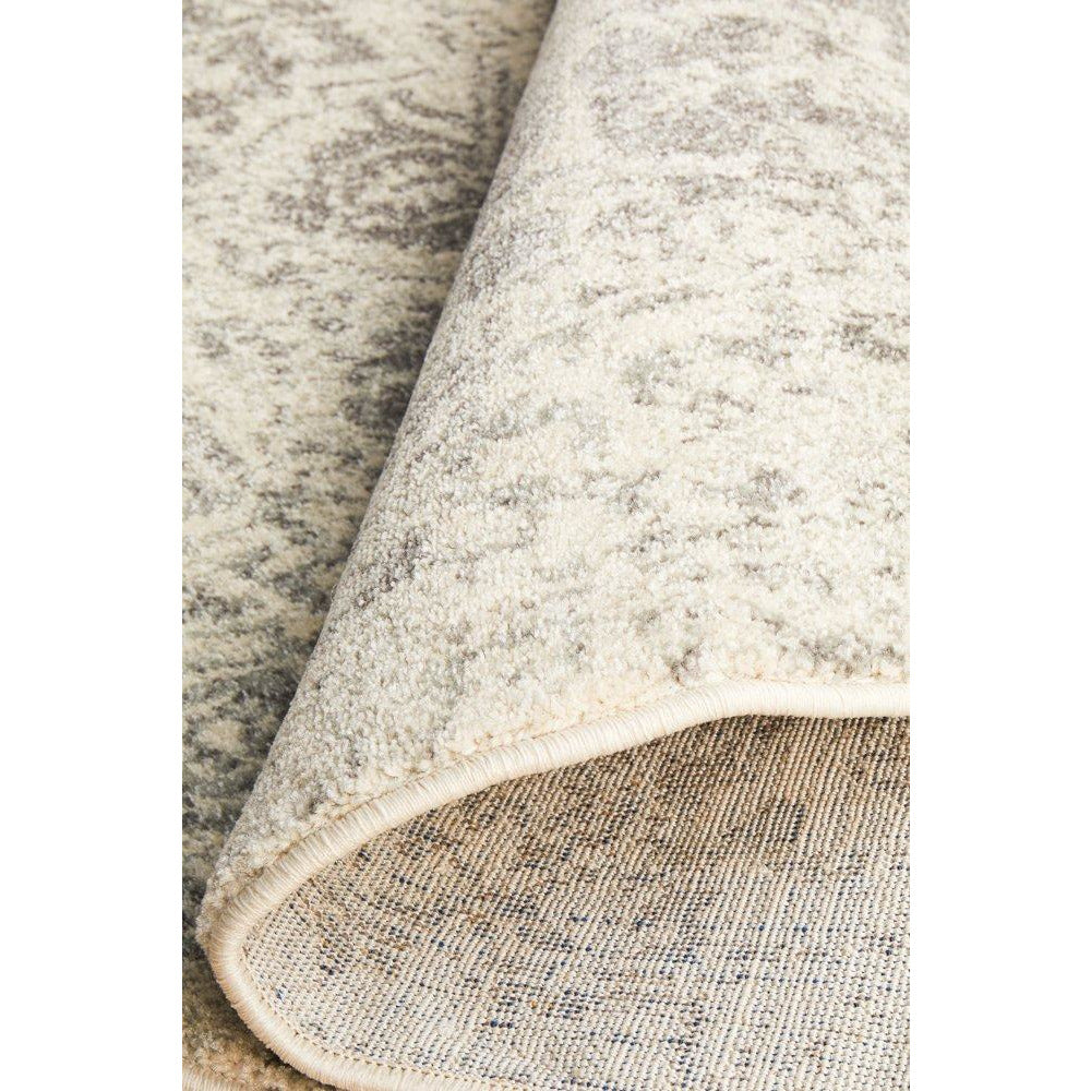 Cibola Transitional White Silver Round Designer Rug - Rugs Of Beauty - 9