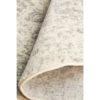 Cibola Transitional White Silver Round Designer Rug - Rugs Of Beauty - 9