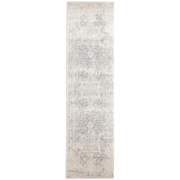 Cibola Transitional White Silver Runner Designer Rug - Rugs Of Beauty - 1