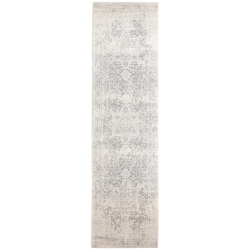 Cibola Transitional White Silver Runner Designer Rug - Rugs Of Beauty - 1