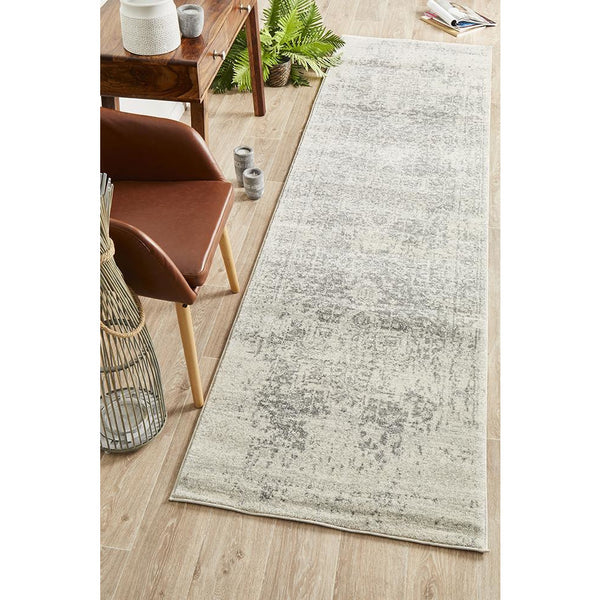 Cibola Transitional White Silver Runner Designer Rug - Rugs Of Beauty - 2