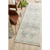 Cibola Transitional White Silver Runner Designer Rug - Rugs Of Beauty - 2