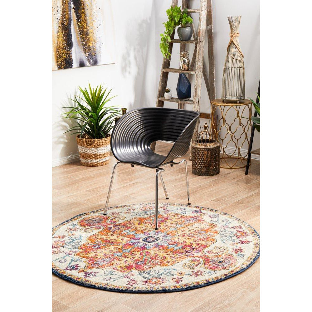 Murias Transitional Multi Coloured Round Designer Rug - Rugs Of Beauty - 3
