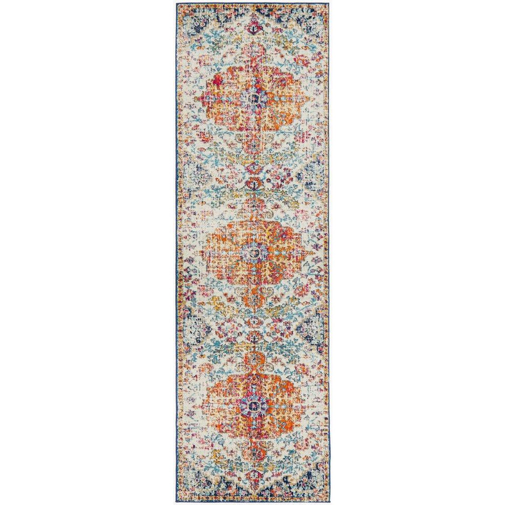 Murias Transitional Multi Coloured Designer Runner Rug - Rugs Of Beauty - 1
