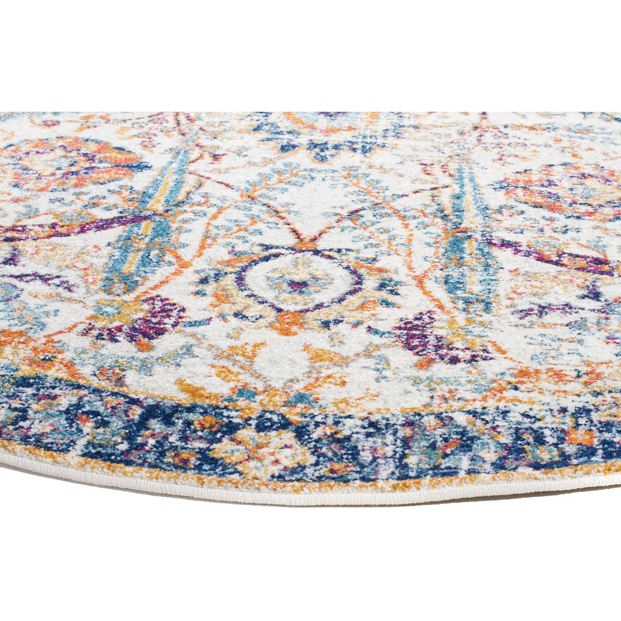 Jotunheim Ivory Multi Navy Border Transitional Round Designer Rug - Rugs Of Beauty - 7