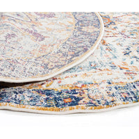 Jotunheim Ivory Multi Navy Border Transitional Round Designer Rug - Rugs Of Beauty - 10