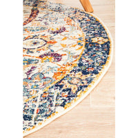 Jotunheim Ivory Multi Navy Border Transitional Round Designer Rug - Rugs Of Beauty - 9