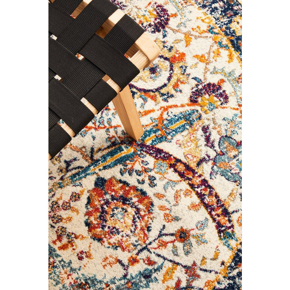 Jotunheim Ivory Multi Navy Border Transitional Round Designer Rug - Rugs Of Beauty - 5