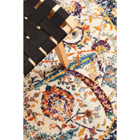 Jotunheim Ivory Multi Navy Border Transitional Round Designer Rug - Rugs Of Beauty - 5