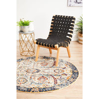 Jotunheim Ivory Multi Navy Border Transitional Round Designer Rug - Rugs Of Beauty - 4