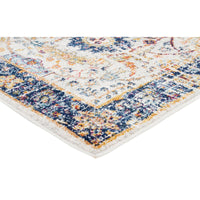 Jotunheim Ivory Multi Navy Border Transitional Designer Runner Rug - Rugs Of Beauty - 2