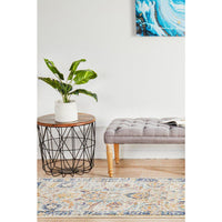 Jotunheim Ivory Multi Navy Border Transitional Designer Runner Rug