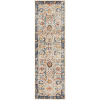 Jotunheim Ivory Multi Navy Border Transitional Designer Runner Rug