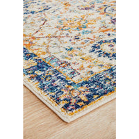 Jotunheim Ivory Multi Navy Border Transitional Designer Runner Rug