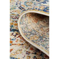 Jotunheim Ivory Multi Navy Border Transitional Designer Runner Rug