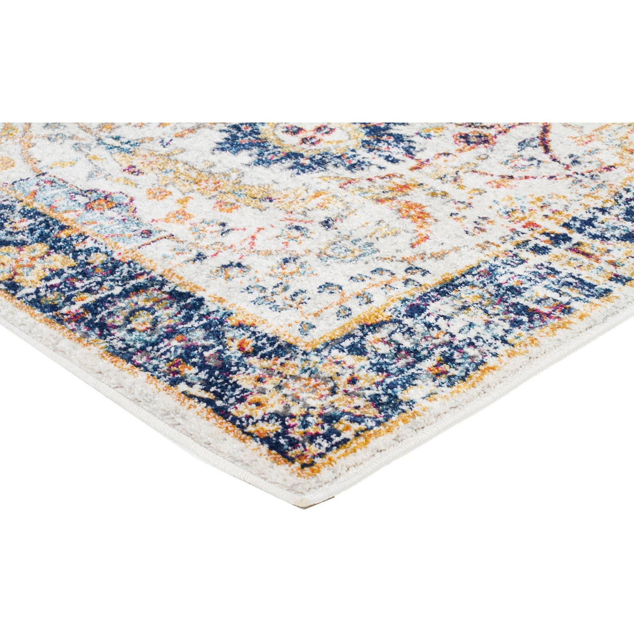 Jotunheim Ivory Multi Navy Border Transitional Designer Rug - Rugs Of Beauty - 7