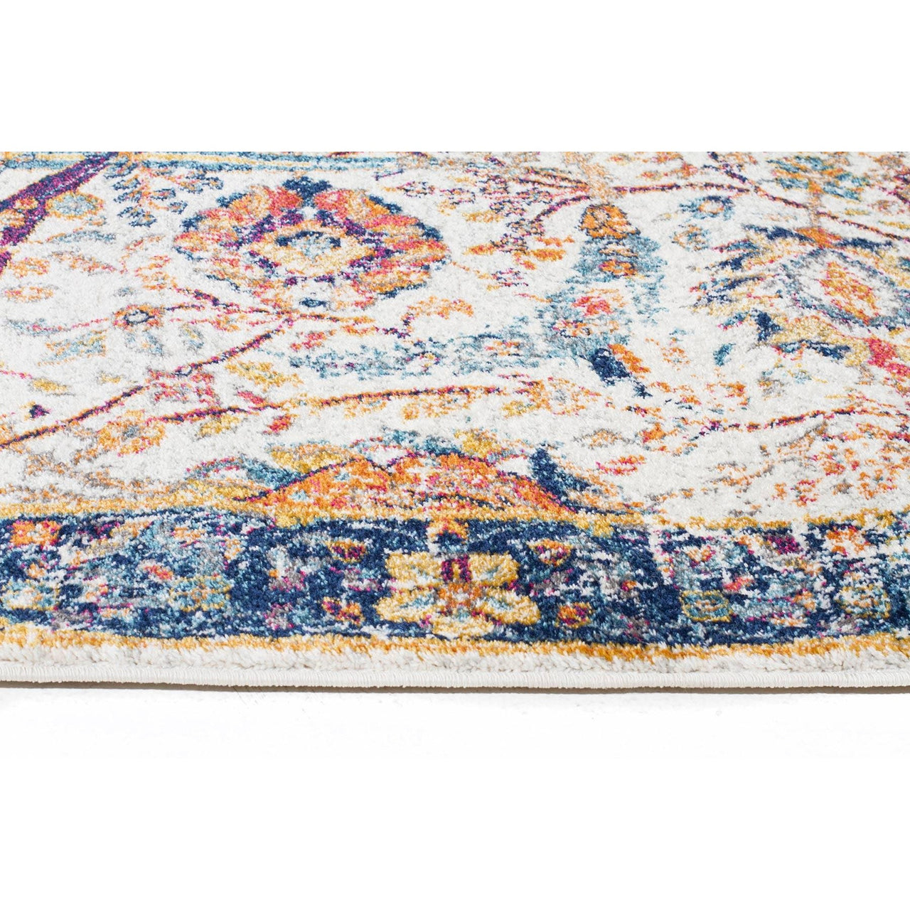 Jotunheim Ivory Multi Navy Border Transitional Designer Rug - Rugs Of Beauty - 8