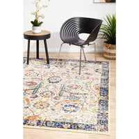 Jotunheim Ivory Multi Navy Border Transitional Designer Rug - Rugs Of Beauty - 3
