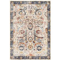 Jotunheim Ivory Multi Navy Border Transitional Designer Rug - Rugs Of Beauty - 1
