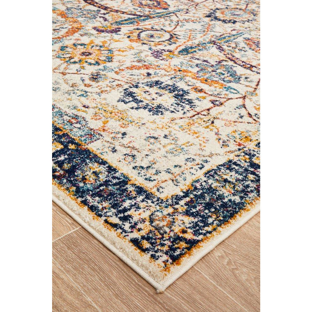 Jotunheim Ivory Multi Navy Border Transitional Designer Rug - Rugs Of Beauty - 10