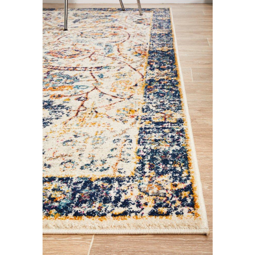 Jotunheim Ivory Multi Navy Border Transitional Designer Rug - Rugs Of Beauty - 11