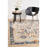 Jotunheim Ivory Multi Navy Border Transitional Designer Rug - Rugs Of Beauty - 2