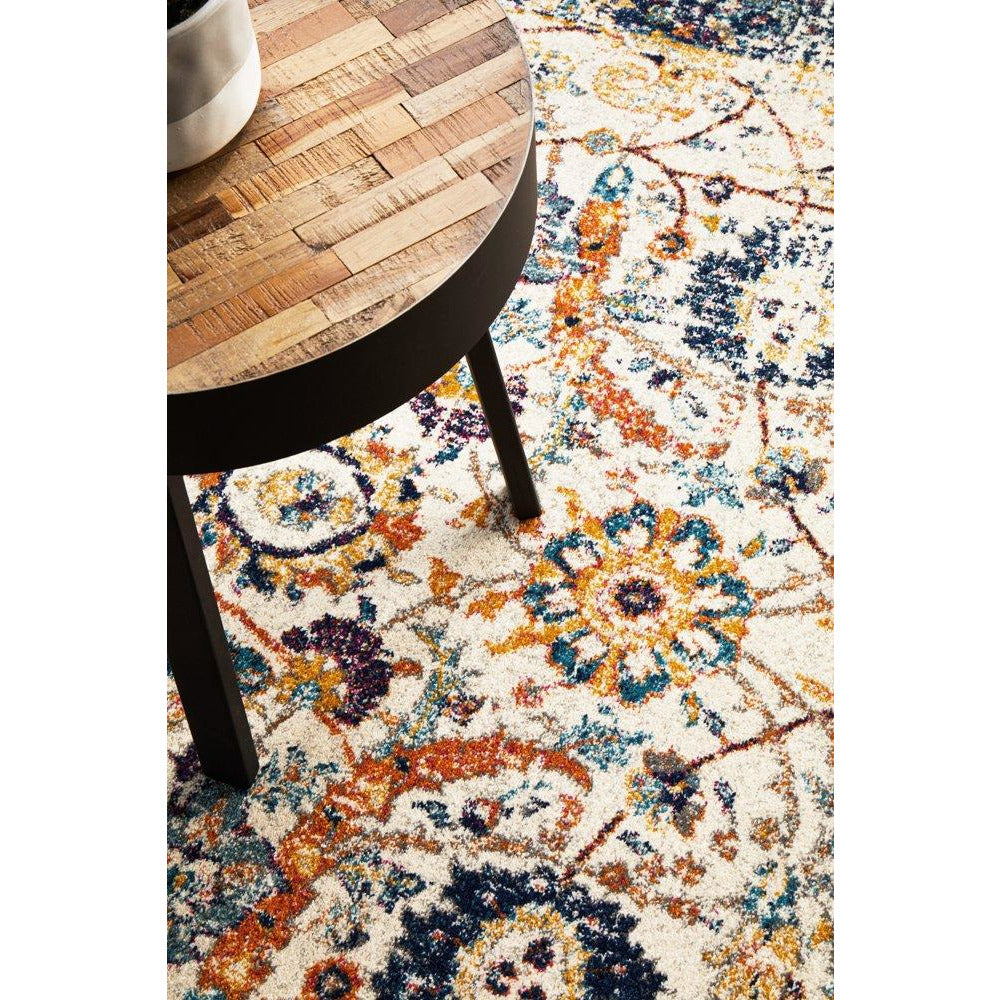 Jotunheim Ivory Multi Navy Border Transitional Designer Rug - Rugs Of Beauty - 5