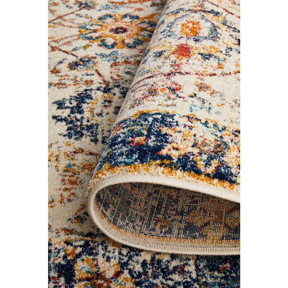 Jotunheim Ivory Multi Navy Border Transitional Designer Rug - Rugs Of Beauty - 14