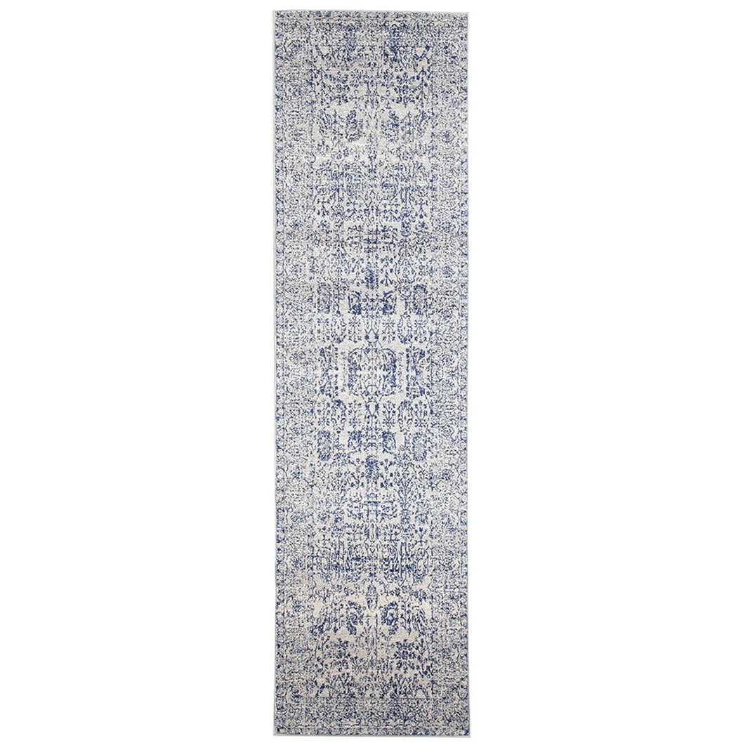 Nysa Blue Beige Transitional Designer Runner Rug - Rugs Of Beauty - 1