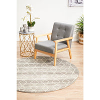 Amirtha Transitional Grey Patterned Round Designer Rug - Rugs Of Beauty - 2