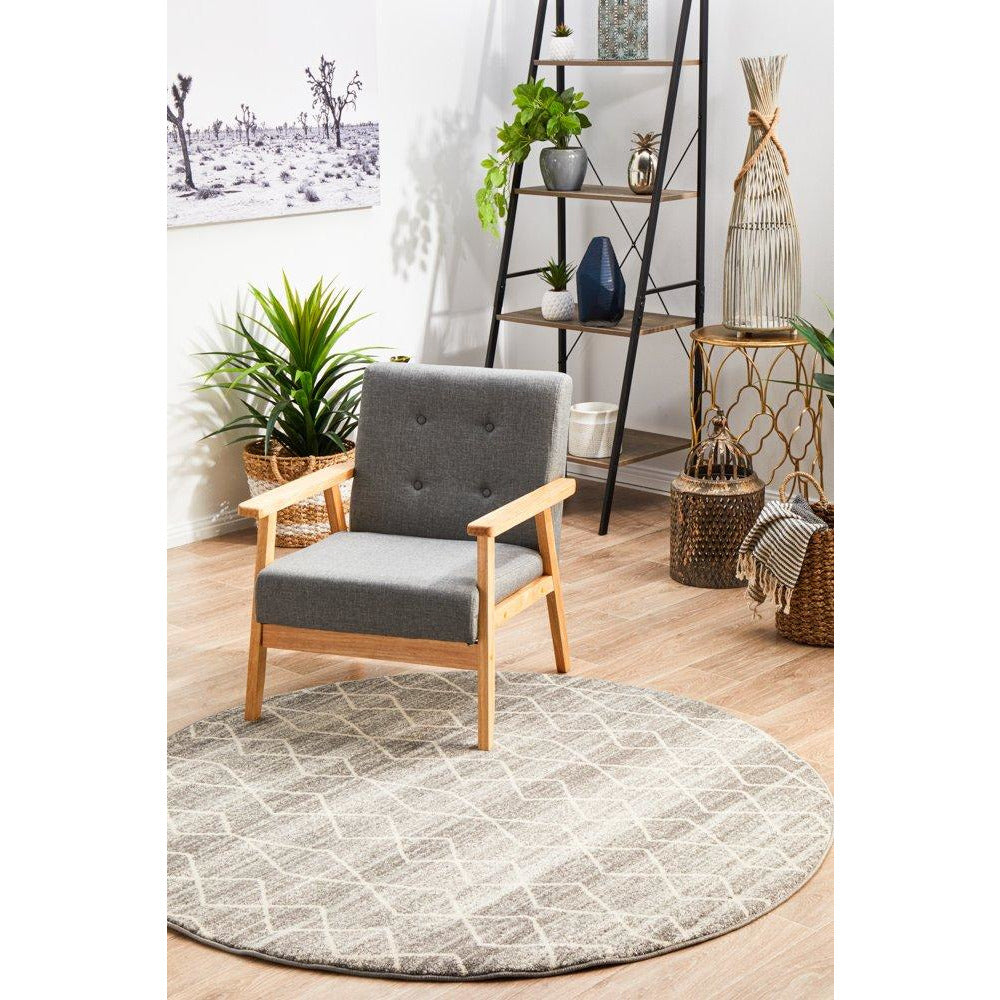 Amirtha Transitional Grey Patterned Round Designer Rug - Rugs Of Beauty - 3